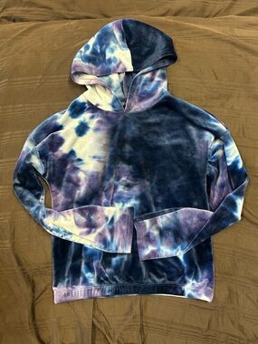 Xhilaration Blue and Purple Tie-Dye Velour Hoodie